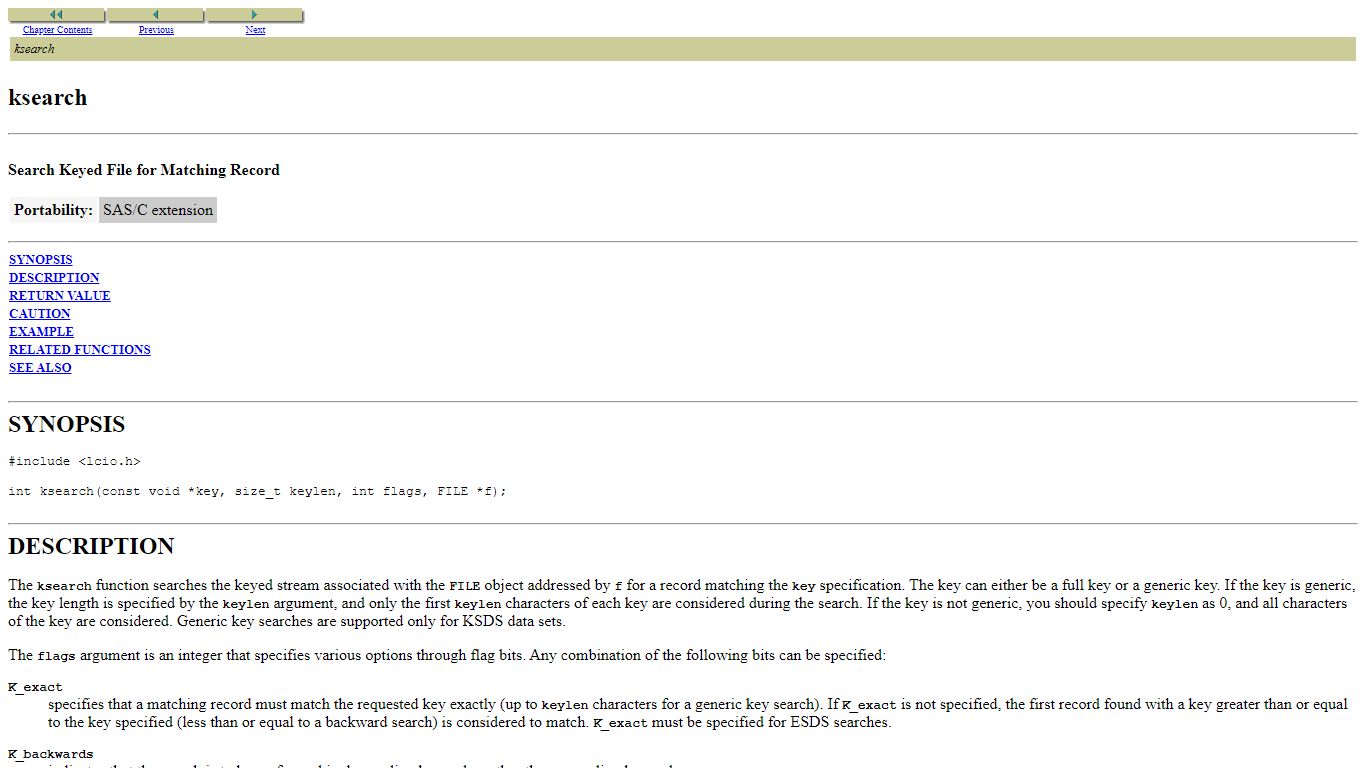 Function Descriptions : ksearch