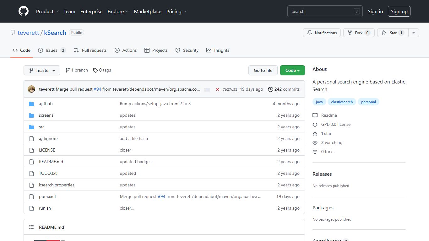 GitHub - teverett/kSearch: A personal search engine based on Elastic Search
